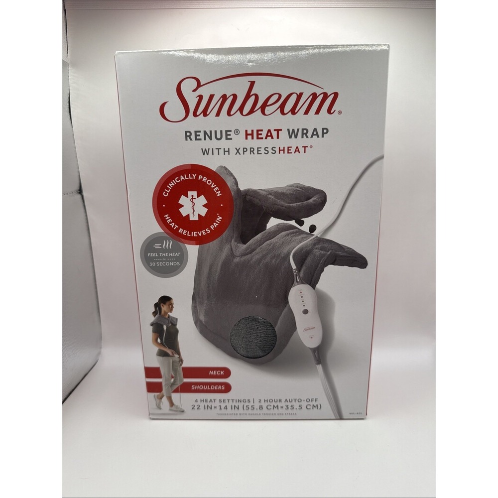 Sunbeam Renue Heat Wrap for Neck & Shoulders Spread Heat 22" x 14" New In Box